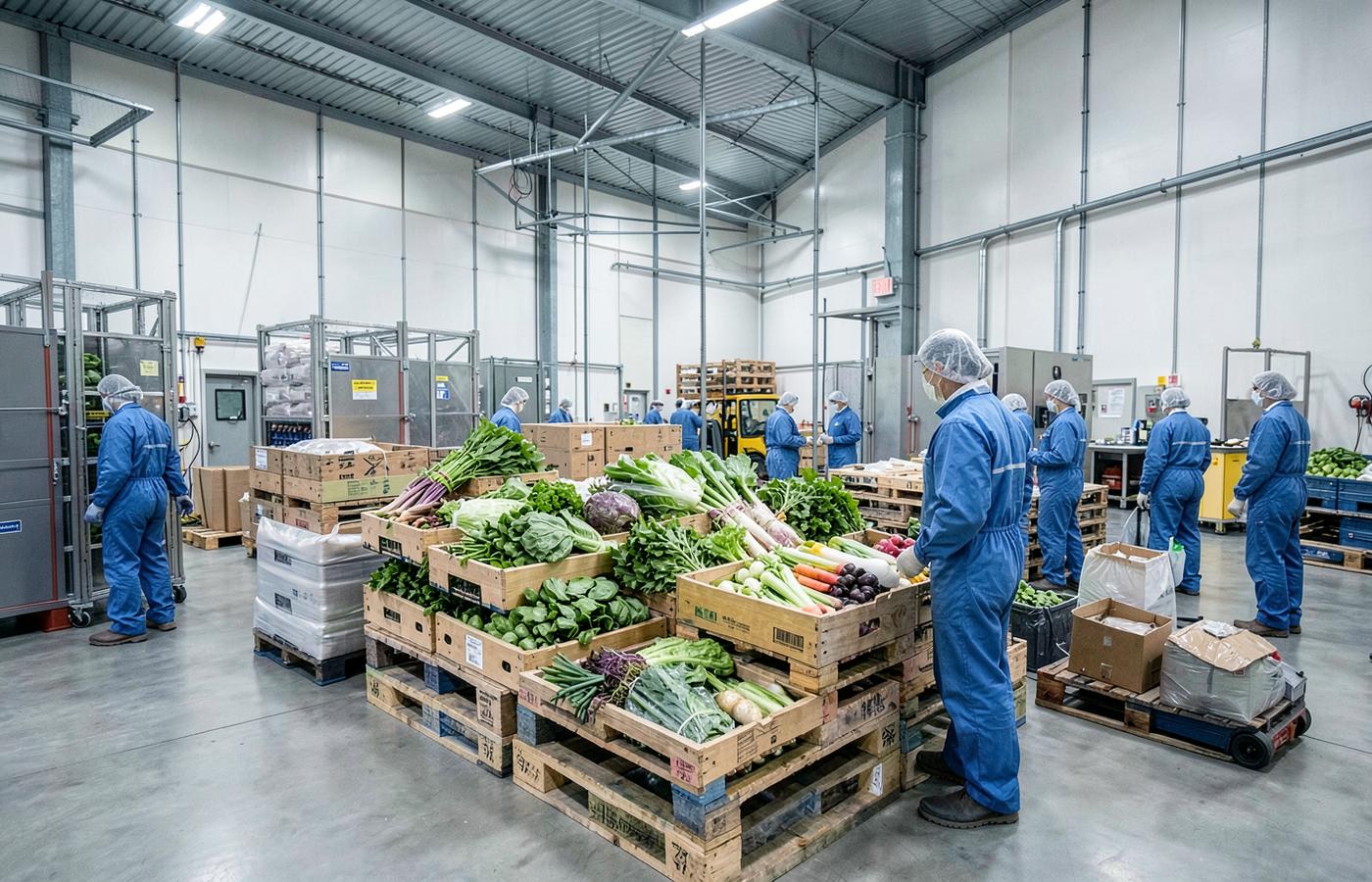 Cold chain packhouse preparing fresh produce for air freight